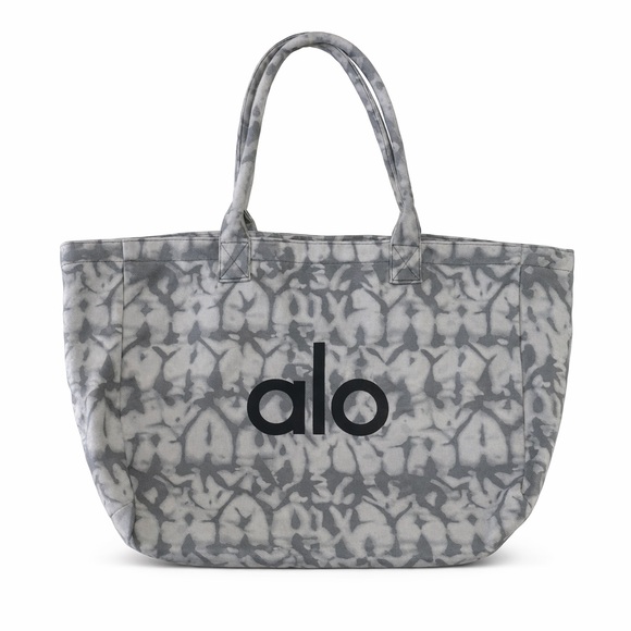 Alo Yoga Gray Tie Dye Logo Tote Bag Large Cotton Shopper - Picture 1 of 10